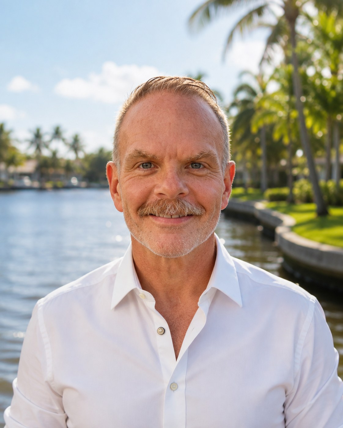 Scott Fiore, RN, founder of Island City Home Care, photographed by the waterfront